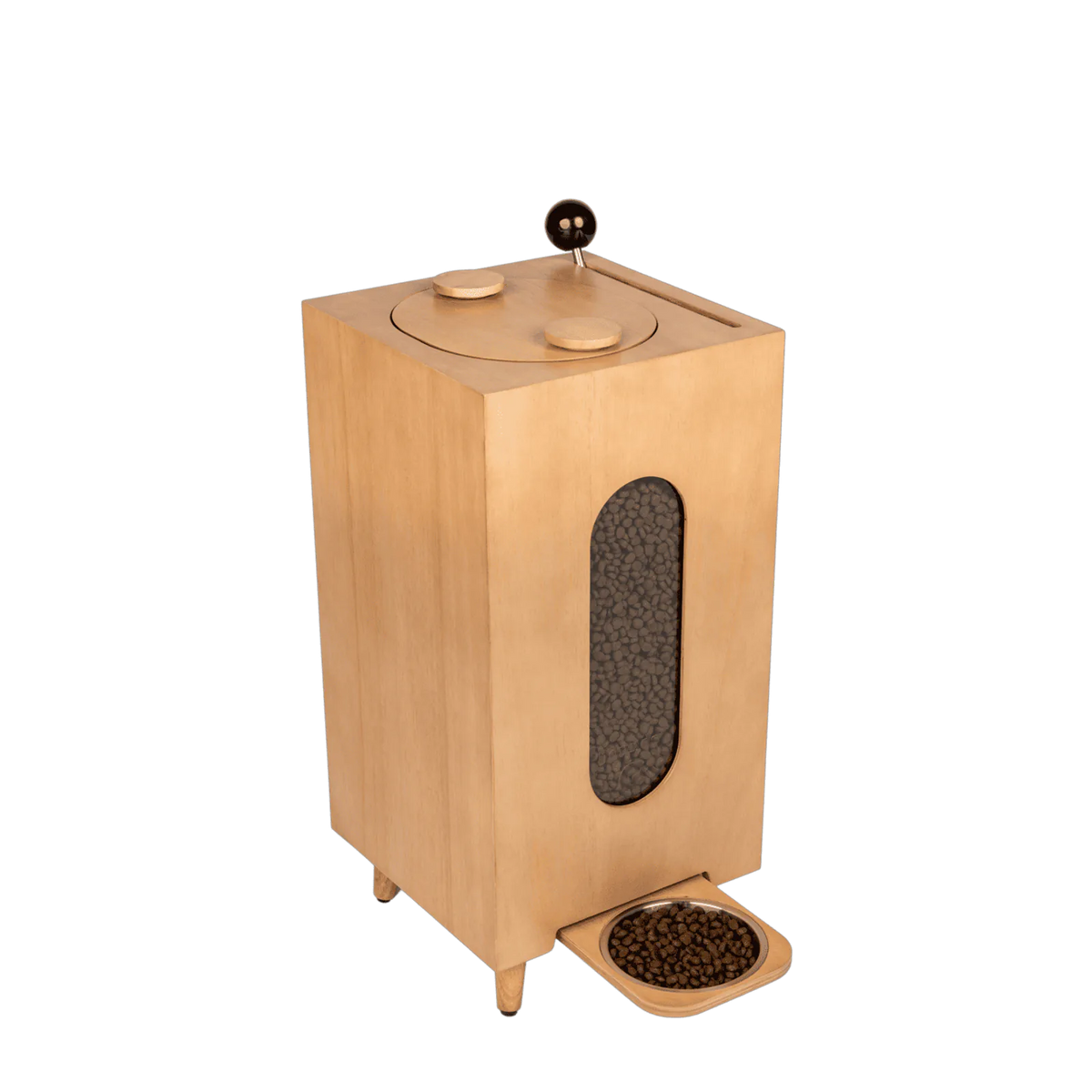Dog food storage dispenser with mid century feeder styling, product image 23
