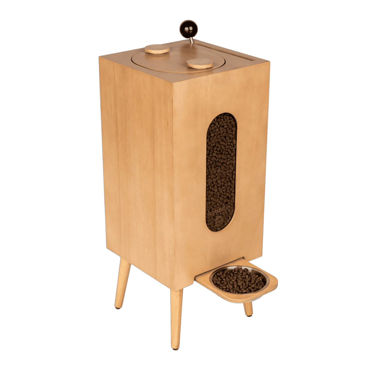 Dog food storage dispenser with mid century feeder styling, product image 24