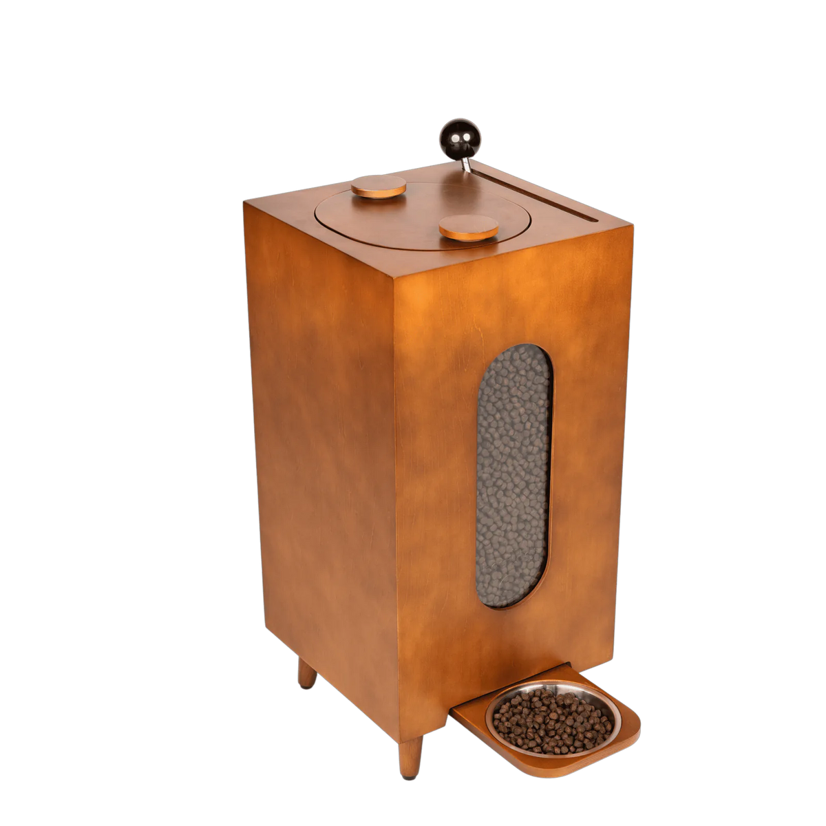 Dog food storage dispenser with mid century feeder styling, product image 35