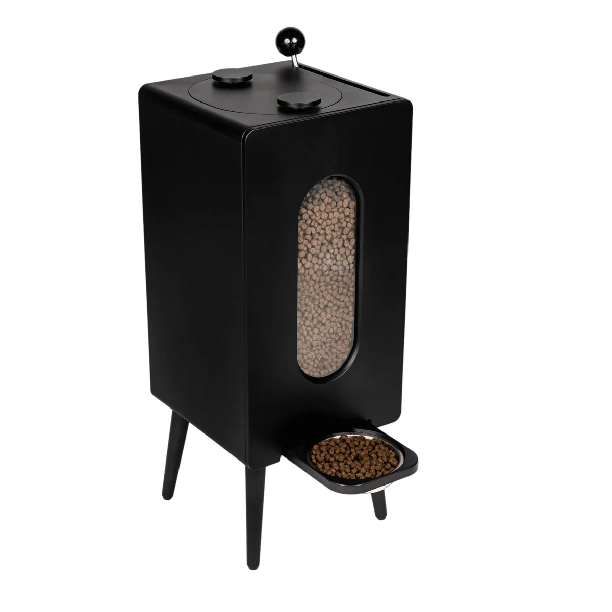 Dog food storage dispenser with mid century feeder styling, product image 37