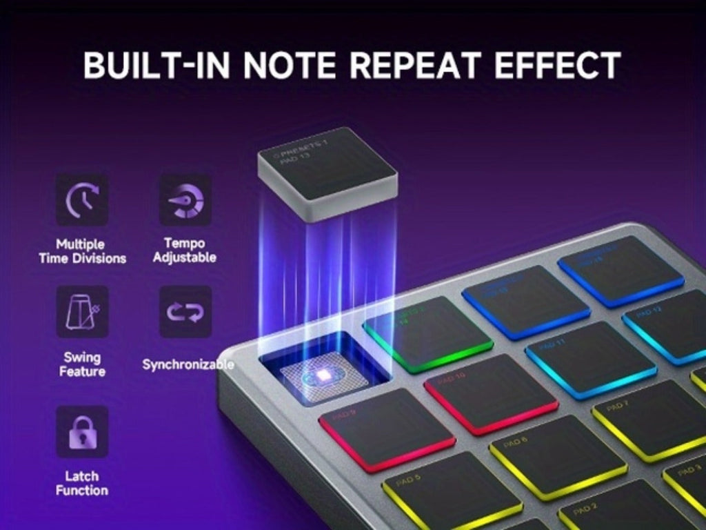 Donner Starrypad Mini MIDI Controller with 16 RGB Pads and Wireless detail image - detail view 15