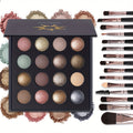 Eyeshadow Palette UCANBE 16-Shade Black Case with Matte-Shimmer-Metallic Mix and 15-Brush Set