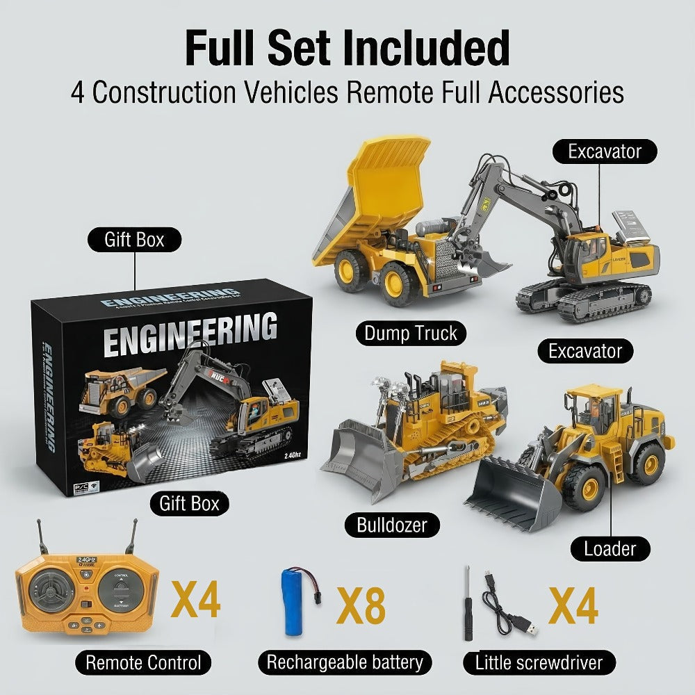 RC Construction Vehicle Set 2/3/4pcs with the Listed Color, Size or Set Options for Everyday Use