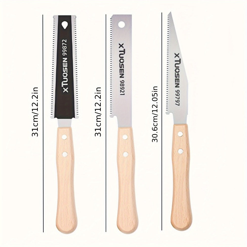 Japanese Pull Saw Set 3-Piece Double-Sided Hand Saw with Fine & Coarse Teeth Flush Cut Tenon Saw for an Everyday Personal Care Routine
