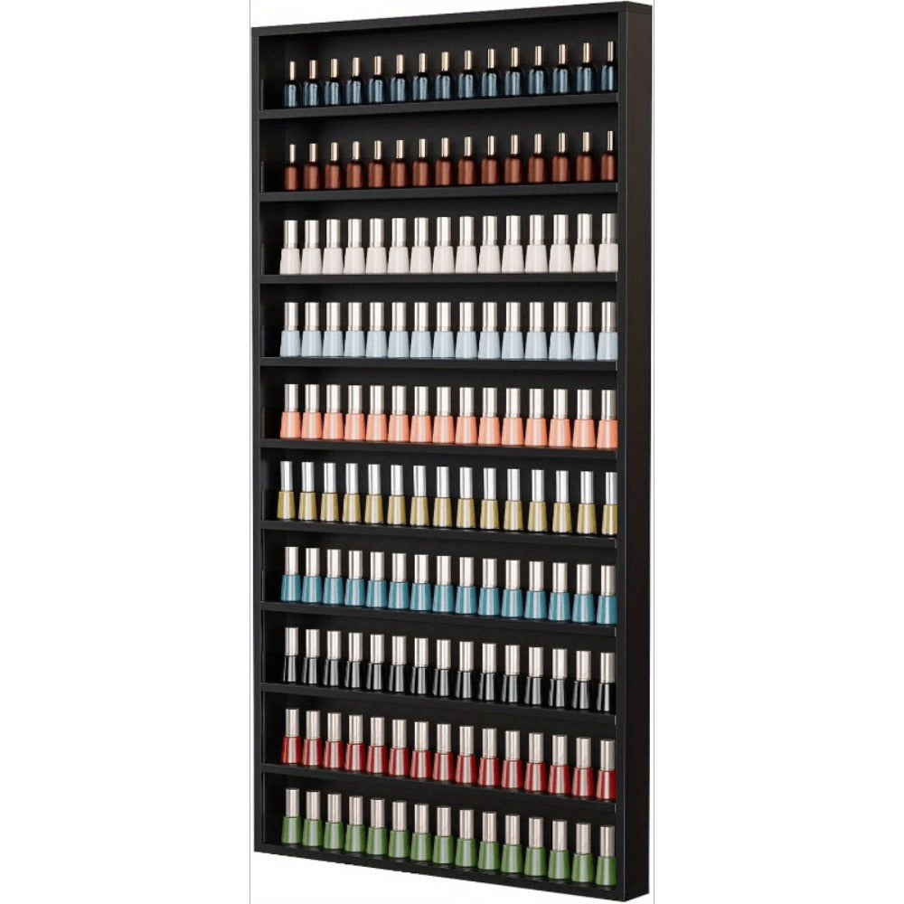 Nail Polish Rack Wall Mount Organizer 6-Tier & 10-Tier with Acrylic Baffle, Salon Display Shelf for Nail