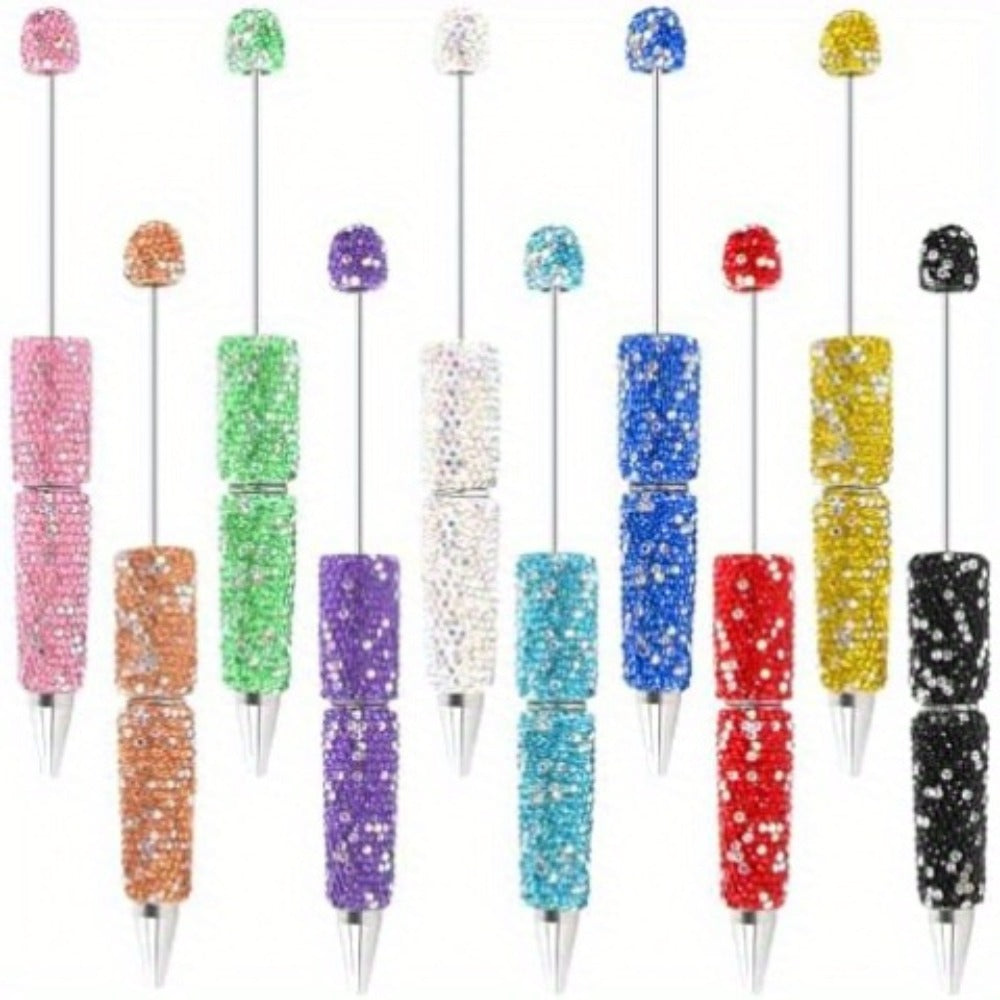 Glitter Beaded Pens Set 20pcs Sparkly String Bead Ballpoint Pens Colorful Fun Writing Pens for Office School Party Favors Wedding Gifts