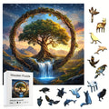 Tree of the Universe Wooden Jigsaw Puzzle with Irregular Pieces and 11 x 11 Inch Pictured Display Size