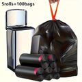 Black Trash Bags with Red Tie Handles, 100-Count Pack in Five Rolls of 20 and 45 x 50cm Size