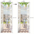 Balcony-View Door Mural Panel Set with Two 17.7-Inch Sheets and 35.43 x 78.74-Inch Final Scene