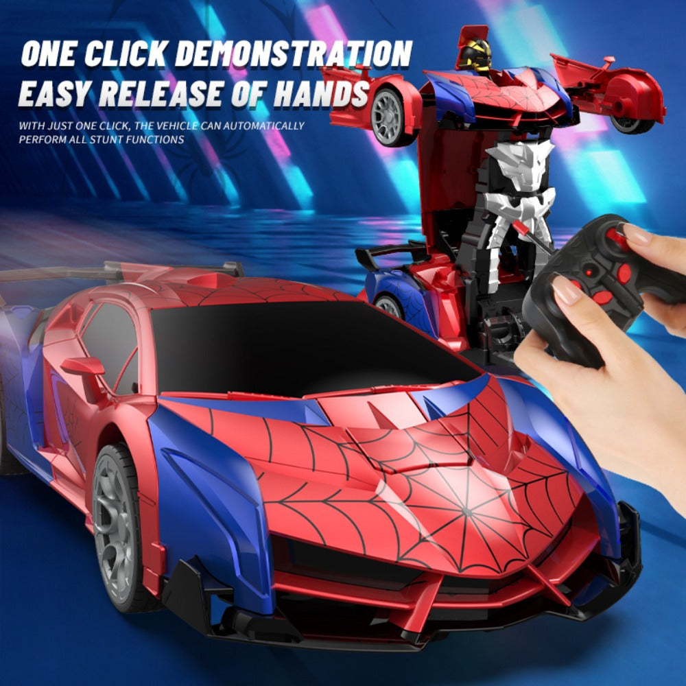 Transforming RC Car for Kids 1:18 Scale, One-Button Deformation Robot Remote Control Stunt Car