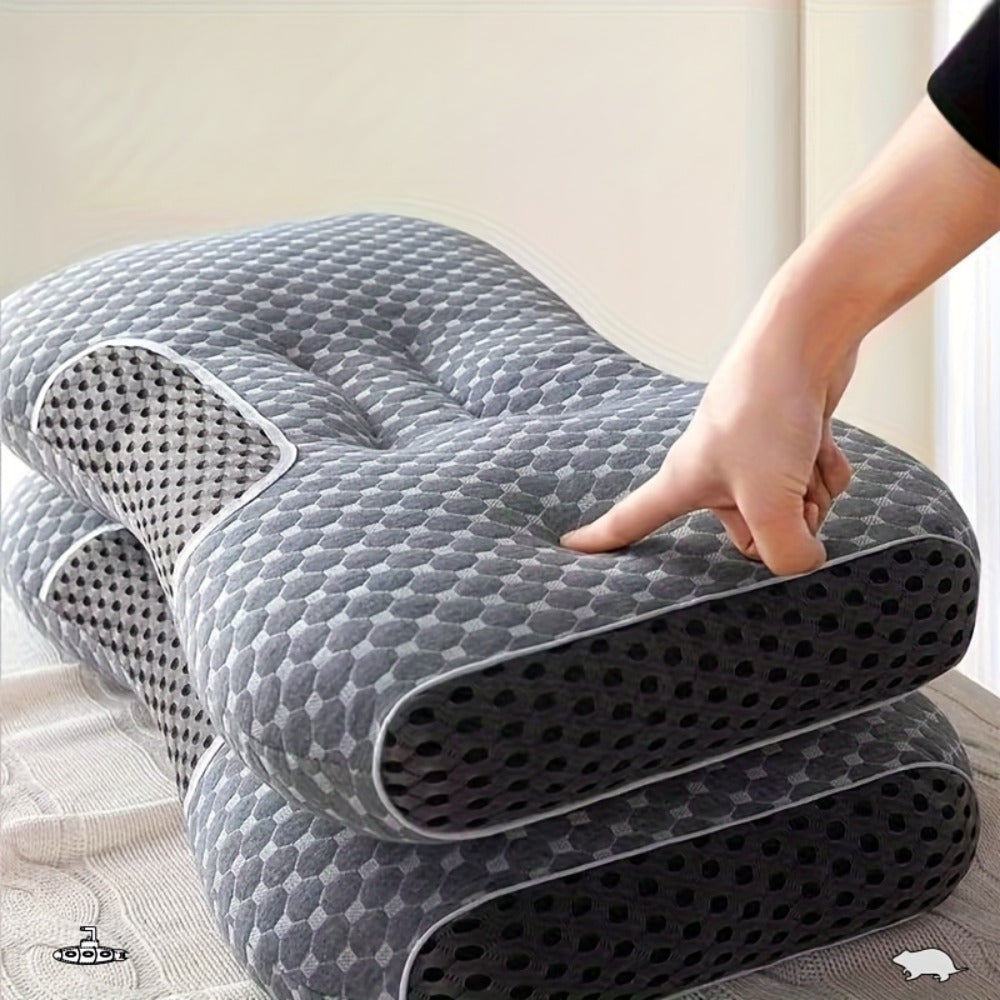 Cervical Contour Neck Massage Pillow – Ergonomic Bone-Shape Support with Detachable Moisture-Absorbing Cover | Soft High-Quality Pillow Core
