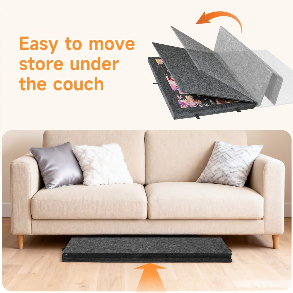 Roll-Up Puzzle Mat Board Extra Large – Foldaway Felt Mat for 1000 & 1500 Piece Jigsaw Puzzles, 6 Sorting Drawers