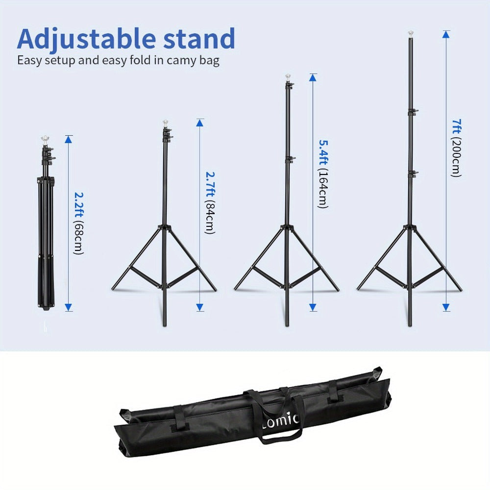 10x7ft Adjustable Backdrop Stand Kit for Photo Studio – Background Support System with 2 Stands, 4 Crossbars
