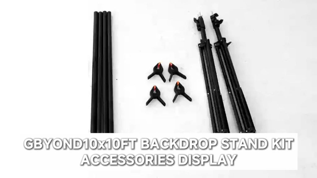 Backdrop Stand Kit 10x10ft Heavy Duty – 2 Adjustable Stands, 4 Crossbars, 4 Clamps & Carry Bag for Photo Studio, Video Shooting