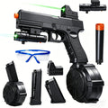 Black Electric Gel Blaster Set with Three Magazine Styles, Sight, Flashlight, Goggles and Charging Cable