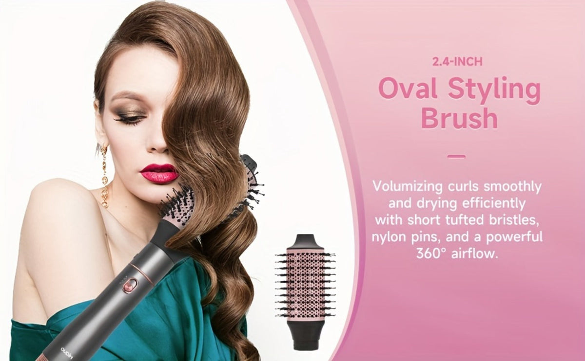 5-in-1 Hot Air Styling Comb Set Negative Ion Hair Dryer Brush with 5 Interchangeable Heads, for Home, Travel and Salon Hair Styling
