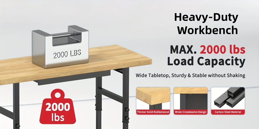 Wood-Top Rolling Workbench in 48, 60 or 70-Inch Lengths with Drawer and No-Drawer Checkout Options