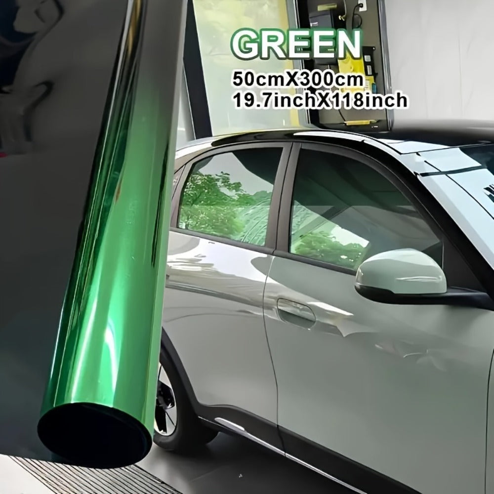 Gradient Window Tint Film 19.7 x 118 Inch – Two-Color Heat Resistant VLT Car Window Film | PET Material | Red, Gold, Green