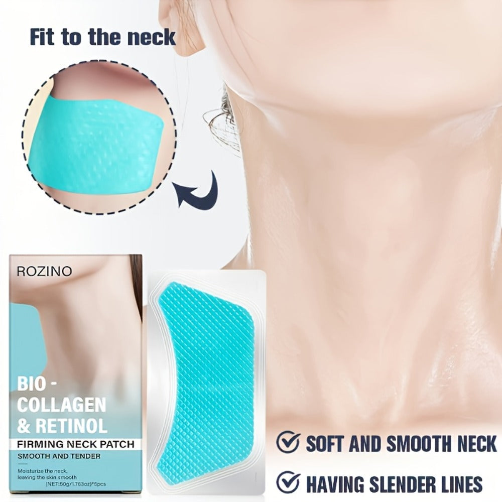 Bio Collagen Neck Lift Mask 5 Pack - & Gel Patches, Anti-Wrinkle, Neck Skincare Treatment for Entryways, Bedrooms and Living Spaces