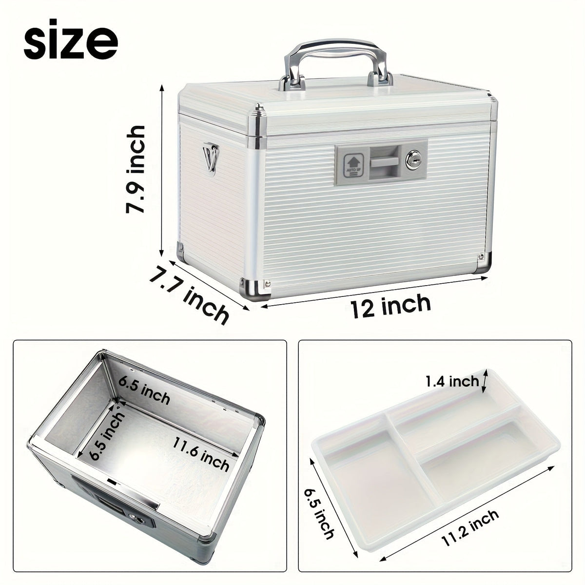 Aluminum Alloy Lockable Medicine Box – Double Layer Large Capacity Storage Box with Key Lock, Handle & Tray for Medicines