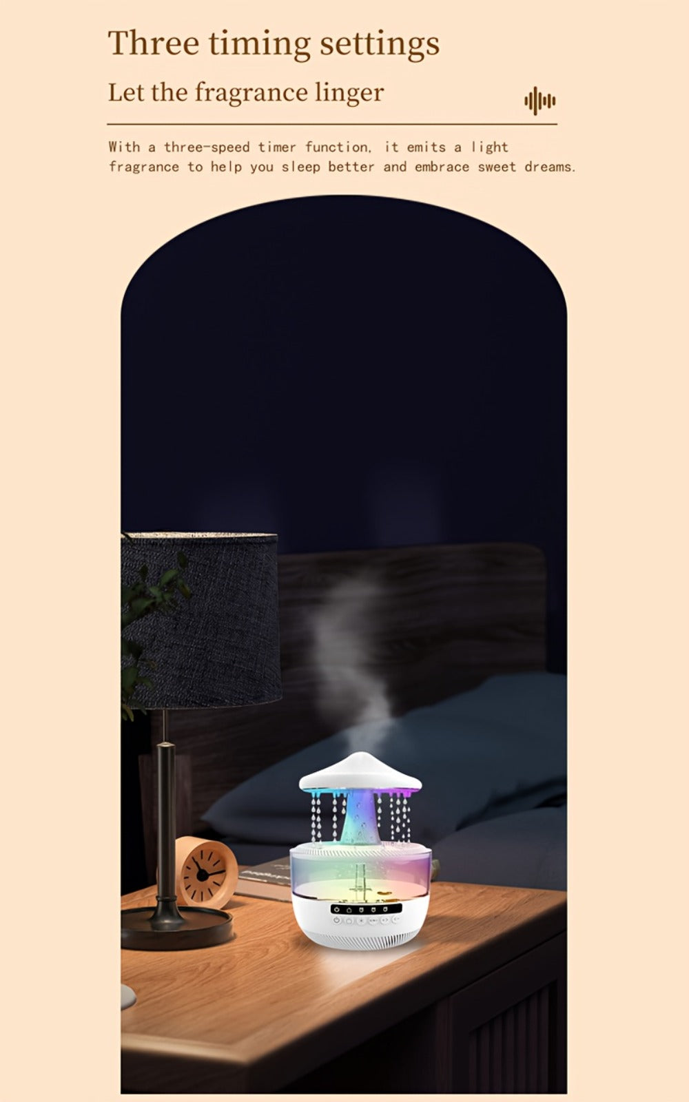 Aromatherapy Diffuser Humidifier Upgraded Colorful Raindrop Music Design 7-Color LED Night Light Large Capacity Quiet Operation for Bedroom