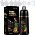 Grey Hair Dye Shampoo 3-in-1 Natural Plant-Based Herbal Formula – Non-Stick Scalp, Covers White Hair in Minutes, 500ml – Black, Dark Brown