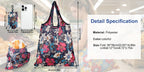 Reusable Grocery Bags Foldable Nylon Tote Bags Waterproof Washable Eco-Friendly Shopping Bag Set with Cute Floral Stripe Polka Dot Leopard