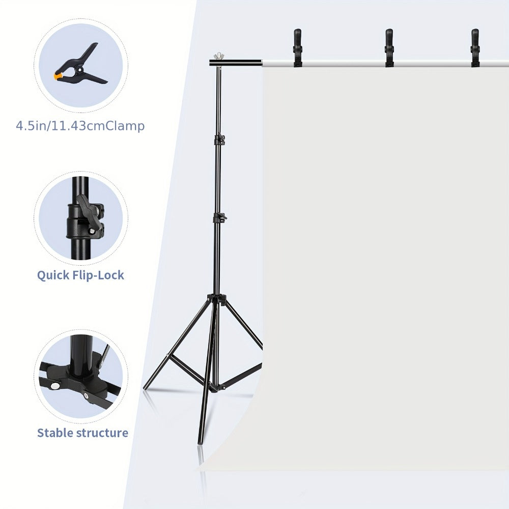10x7ft Adjustable Backdrop Stand Kit for Photo Studio – Background Support System with 2 Stands, 4 Crossbars