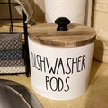 Laundry Ball Storage Organizer Round Wooden Container in White or Black for Countertop Storage