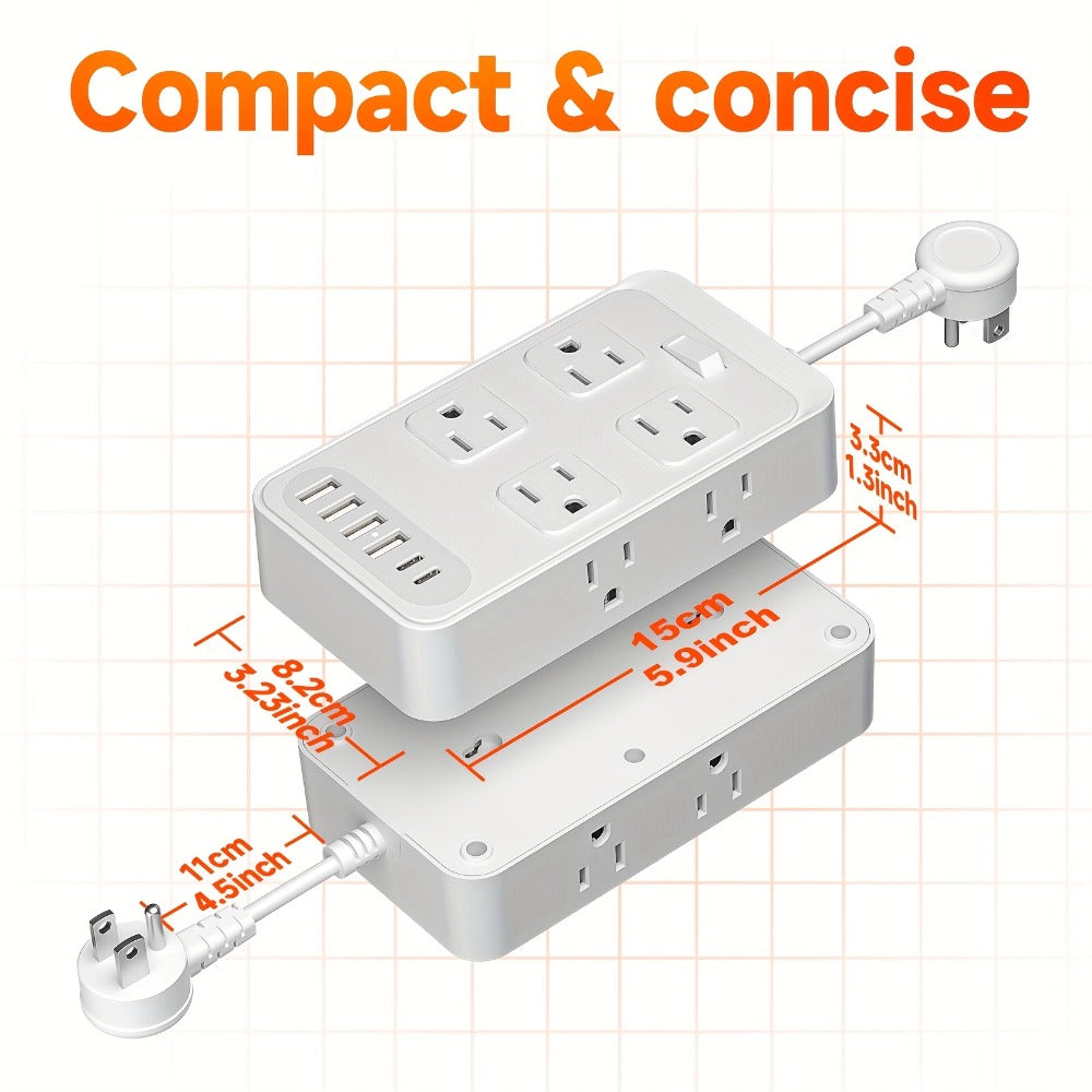 Power Strip Outlet Extender Surge Protector 8 AC Outlets 6 USB Charging Ports 4 USB-A 2 USB-C for an Everyday Personal Care Routine