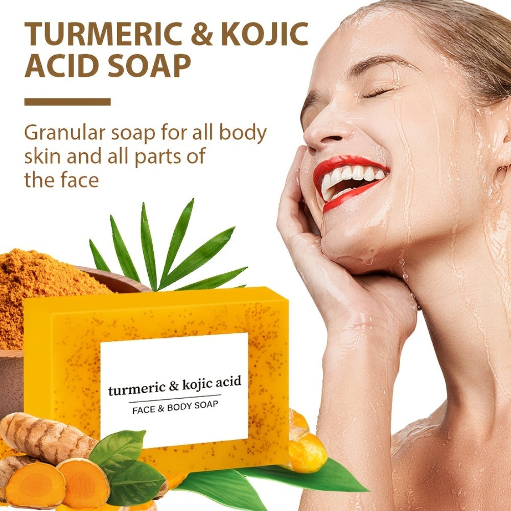 Turmeric Soap Handmade Bar, Lemon, Quercetin & Vitamin E Natural Soap with Olive Oil, Deep Cleansing &