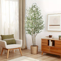 Full-Canopy Artificial Olive Tree with 4, 5, 6 or 7 ft Height Options, Decorative Fruit and Potted Base