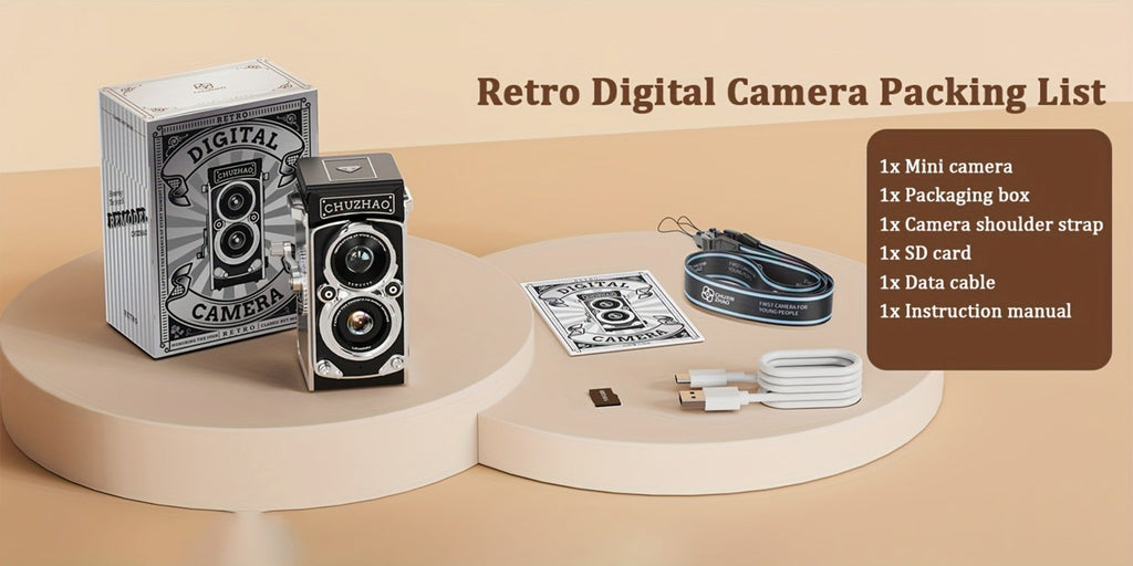 Digital Camera CHUZHAO Retro TLR-Style Model with 12MP Capture Marking, 1080P Video, Autofocus and Dual Filters