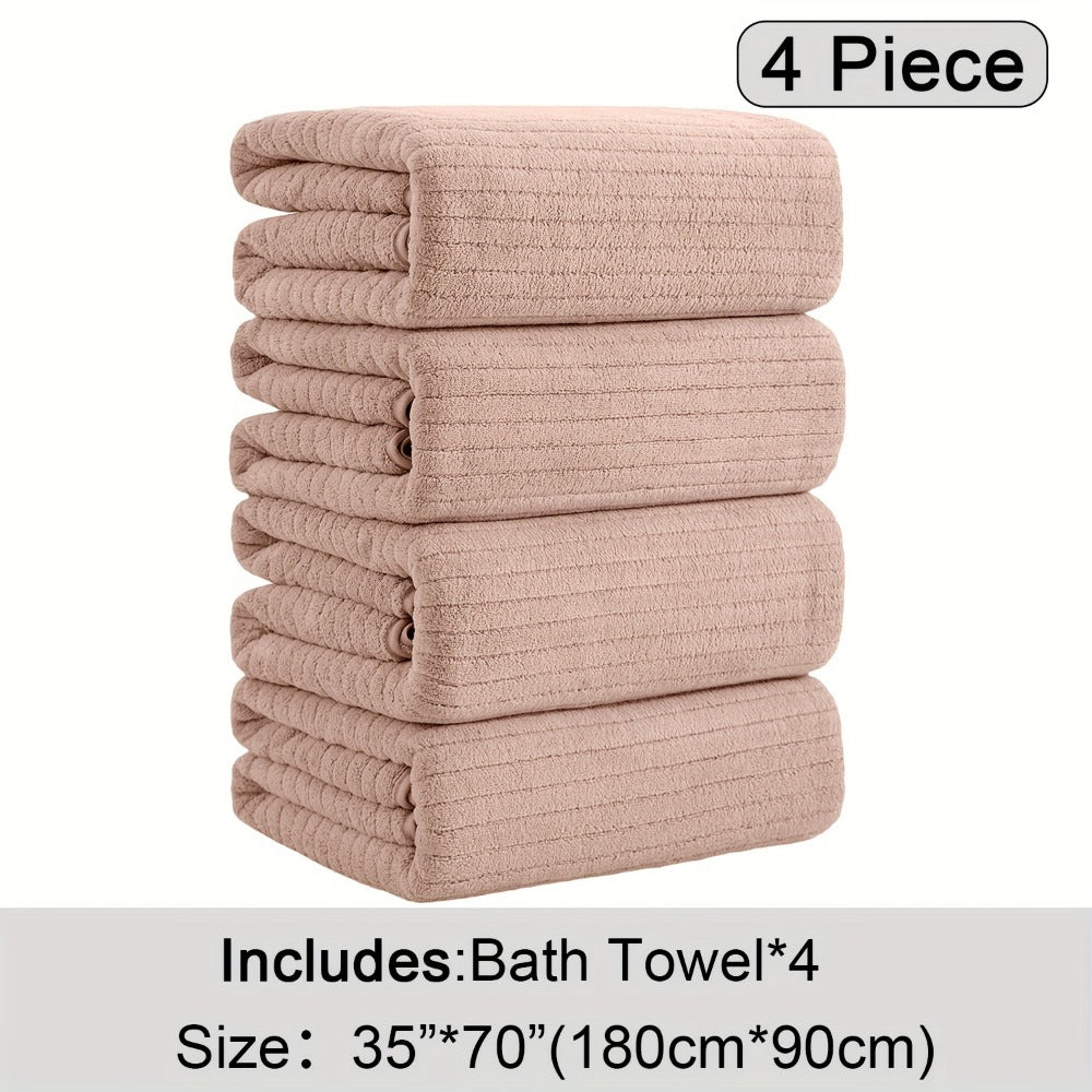 Bath Towels Set 4-Pack Oversized 35 x 70 Inch Microfiber Sheets in 13 Solid Color Options for Home and Guest Use