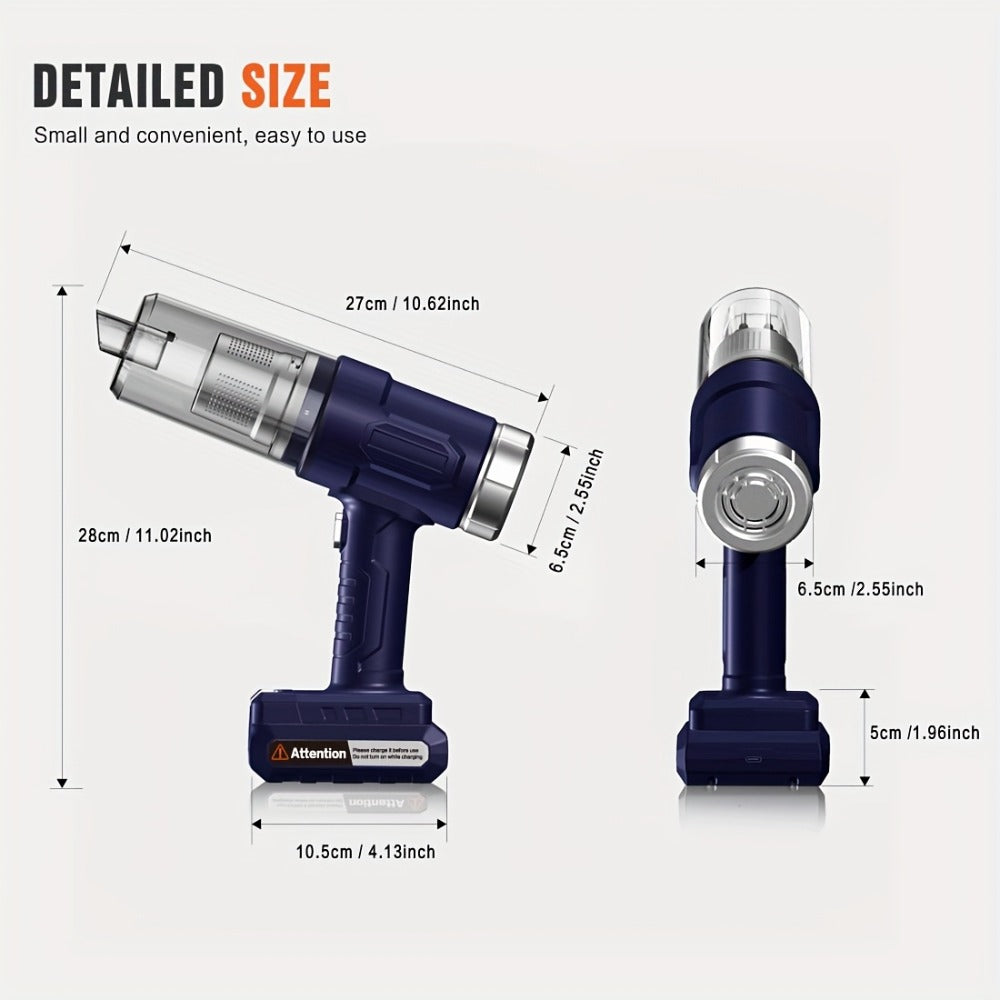 Handheld Vacuum Cleaner with 4KPa Suction, USB Charging, Crevice Tool and Three Color Options