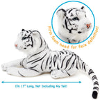 Stuffed Animal White Tiger Plush by Viahart, 17-Inch Body, 25-Inch Overall Length, Story Card & Movable Head
