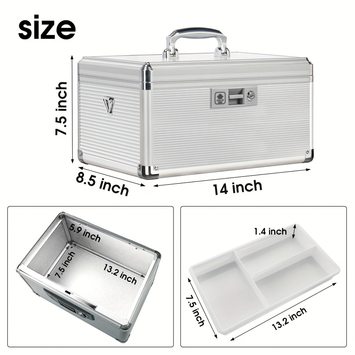 Aluminum Alloy Lockable Medicine Box – Double Layer Large Capacity Storage Box with Key Lock, Handle & Tray for Medicines