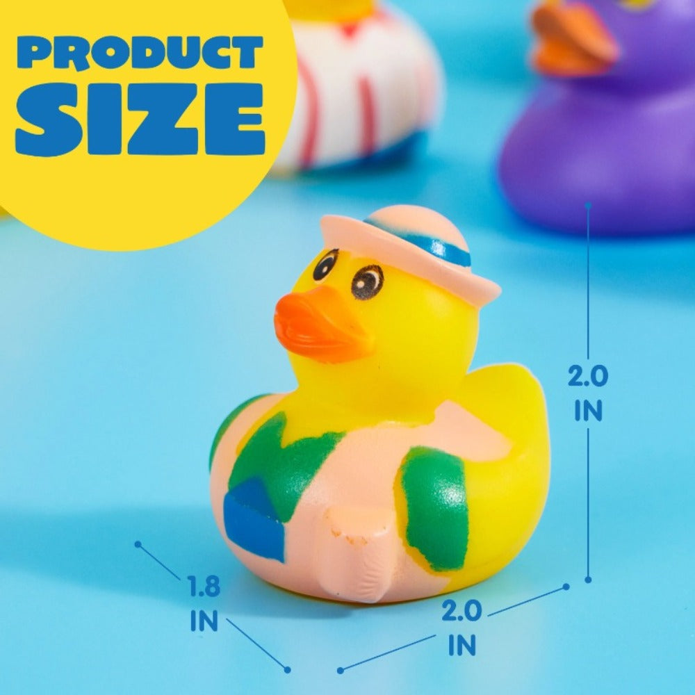 Party Favors Mini Rubber Ducks, 15-Piece Multicolor Assortment with Mesh Storage Bag and 2-Inch Size