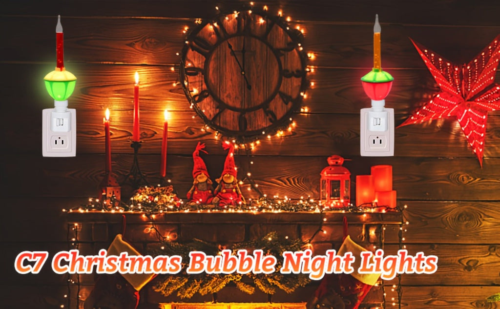 Christmas Bubble Lights 2 Pack Traditional Multi-Color Bubble Liquid Night Lights Plug-In for Entryways, Bedrooms and Living Spaces