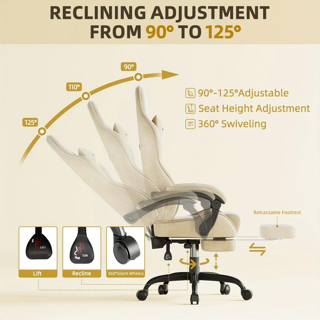 Gaming Chair Ergonomic Esports Chair – Skin-Friendly PU Leather, Thickened Board, Linkage Armrest, Adjustable Footrest & Headrest