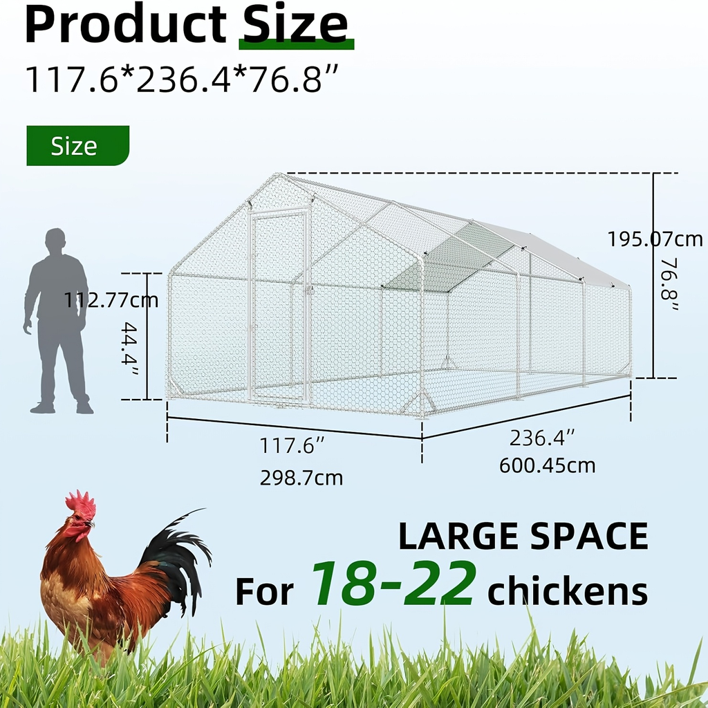 Metal Chicken Run Walk-in Poultry Enclosure with UV Protection - Dome Flat & Spire Roof Styles