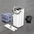 Hands-Free Flat Mop with Bucket Set – 8pcs, 6 Microfiber Pads & Gloves, Dry & Wet Floor Cleaning for Bedroom, Kitchen & Bathroom