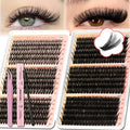 Lash Extension Kit with 708 Clusters in 8-16mm Mixed Lengths and 30D-100D Densities, Glue, Tweezers and Brush