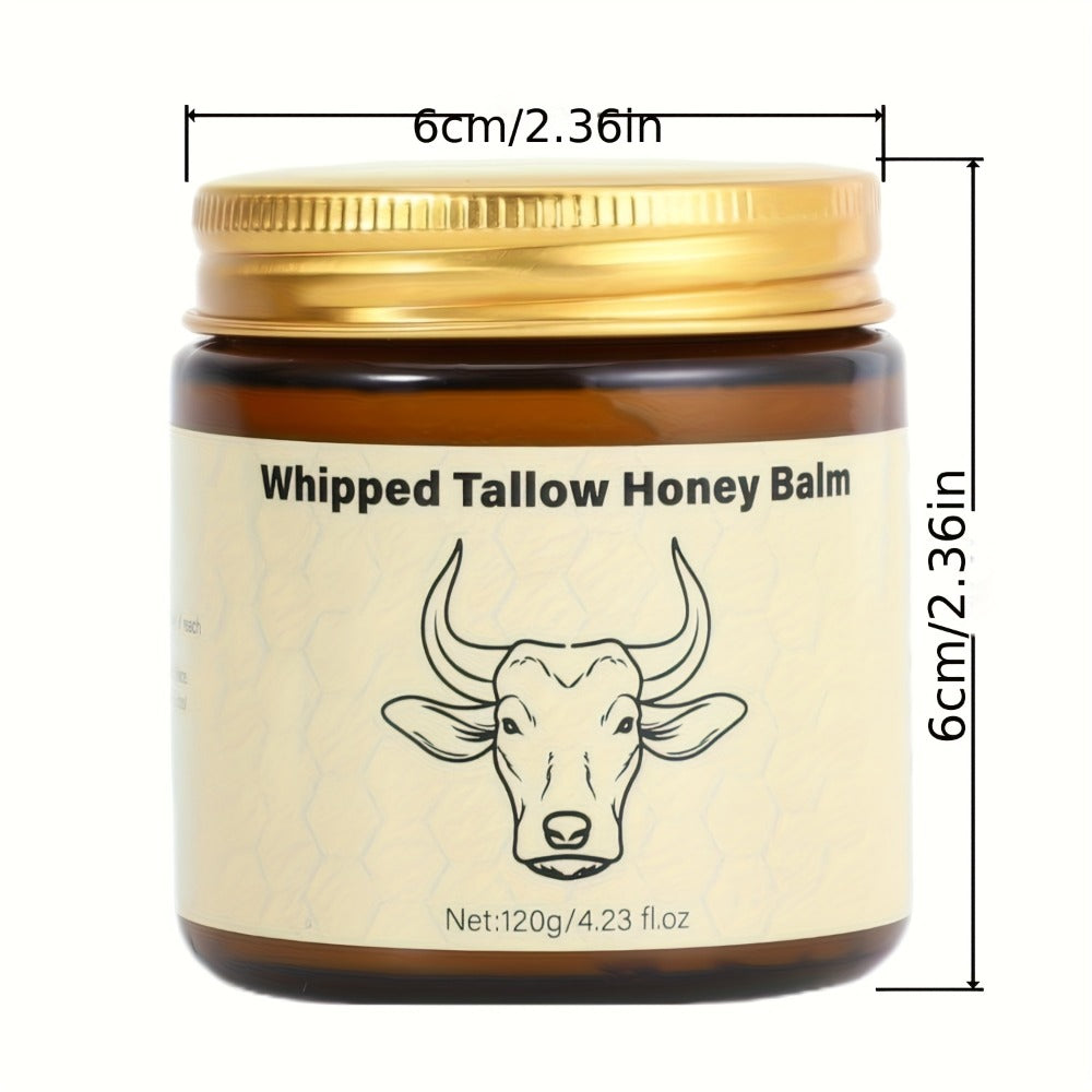 Grass-Fed Beef Tallow Balm with Honey & Hyaluronic Acid Natural Whipped Face Body Cream Nourishing Lotion Sensitive Skin Safe 114g/4oz