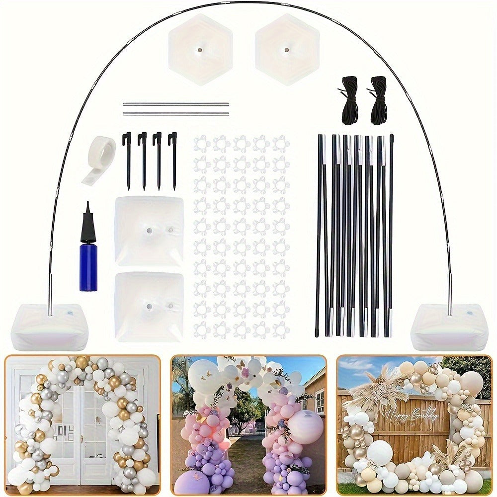 Balloon Arch Kit with Base Stand – Adjustable Floor Arch Stand, Water Fillable Base, Pump & Clips Included