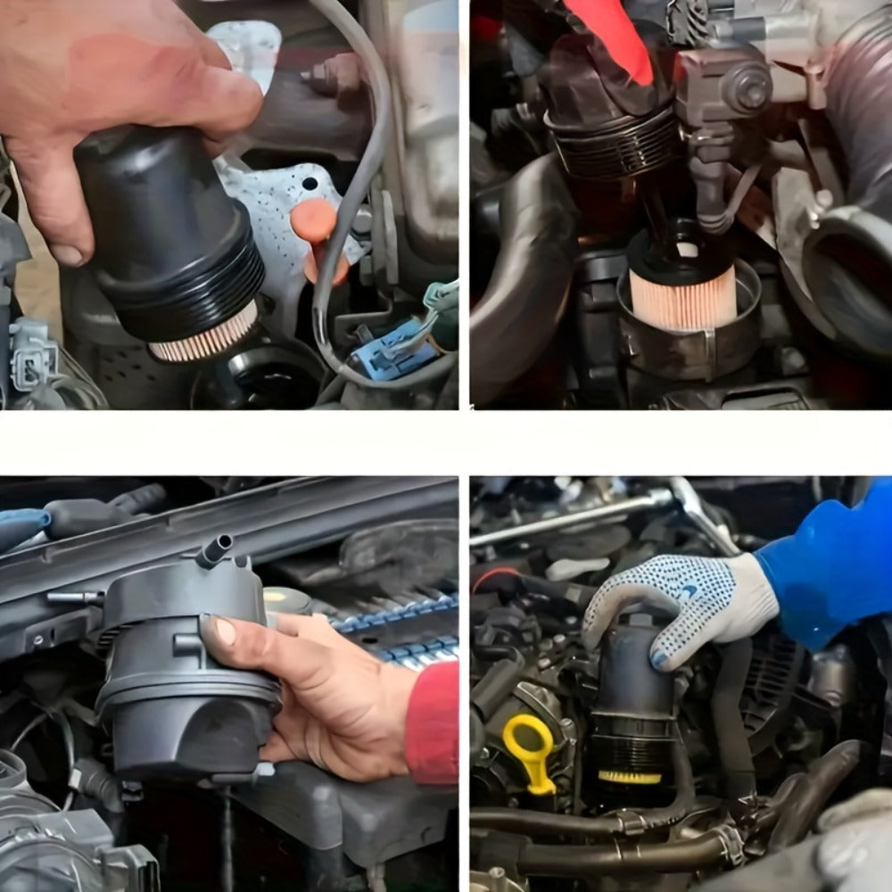 Adjustable Oil Filter Wrench – U-Shape Double Jaw Reversible Design, Hex Socket & Knob Control, Heavy-Duty Metal