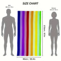 Oversized Rainbow-Striped Beach Towel, 67 x 35.4 Inches, Lightweight Design for Pool, Camping and Travel