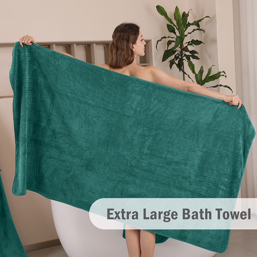 Bath Towels Set 4-Pack Oversized 35 x 70 Inch Microfiber Sheets in 13 Solid Color Options for Home and Guest Use