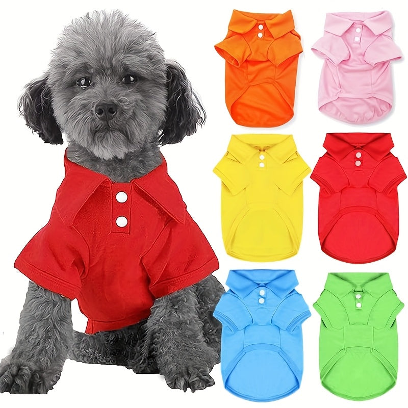 Dog Polo Shirts 6-Pack | Collared Breathable Pet Shirts for Small Medium Dogs & Cats, Unisex Puppy Kitten Sweatshirts Set