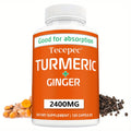 Herbal Supplement with Tecepec Label, Turmeric Ginger and Black Pepper 2400mg Capsules, 120 Count
